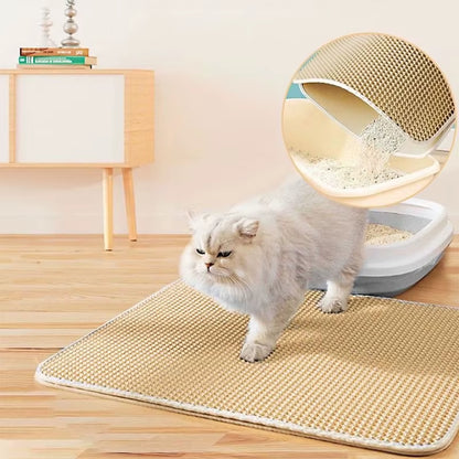 Pet Cat Litter Mat Waterproof Double Layer Cat Litter Trapping Pet Litter Box Mat Clean Pad Products for Cats Accessories