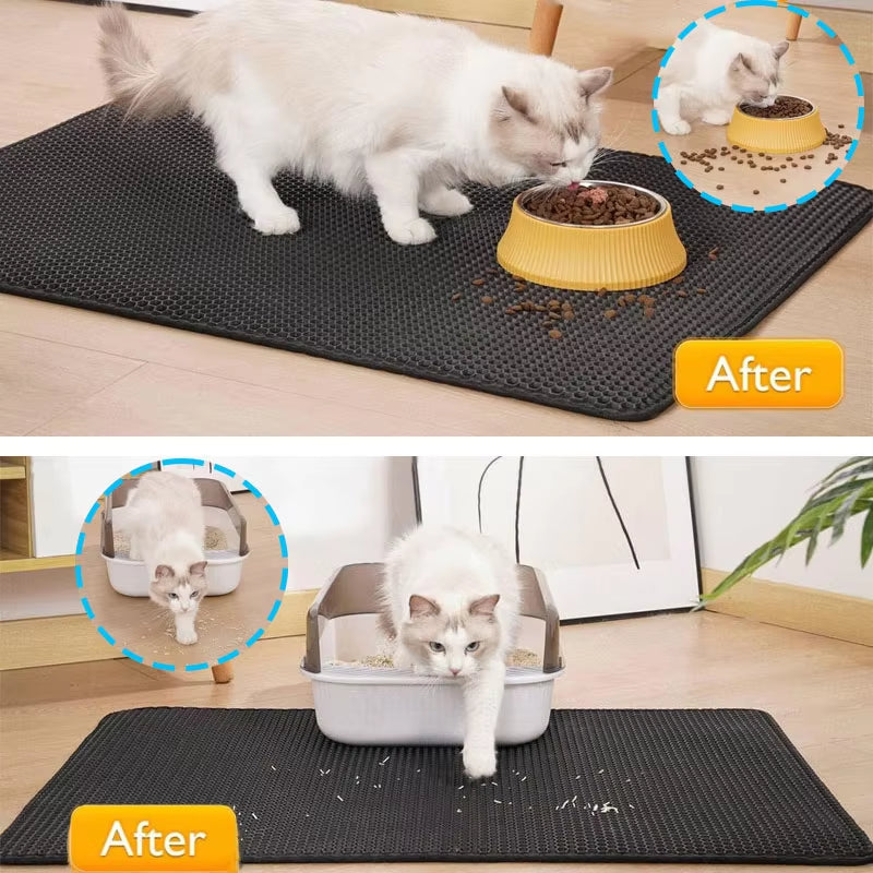 Pet Cat Litter Mat Waterproof Double Layer Cat Litter Trapping Pet Litter Box Mat Clean Pad Products for Cats Accessories